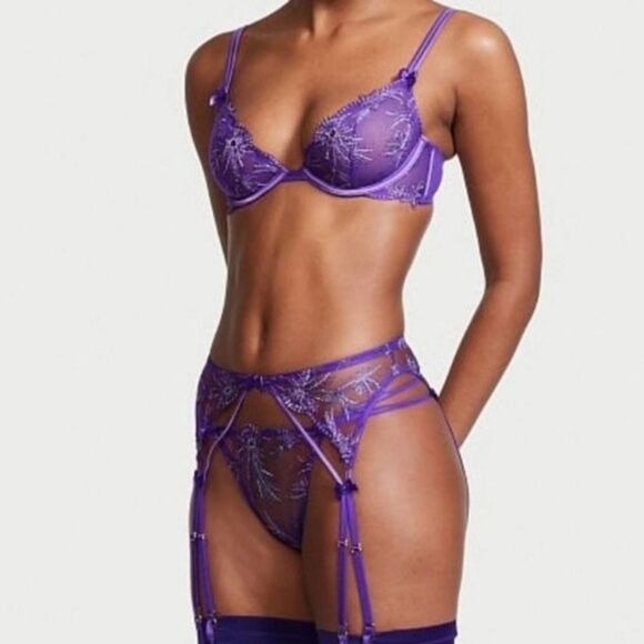 VERY SEXY Unlined Star Struck Embroidered Demi Bra 💜🌌🌠 - Picture 6 of 6